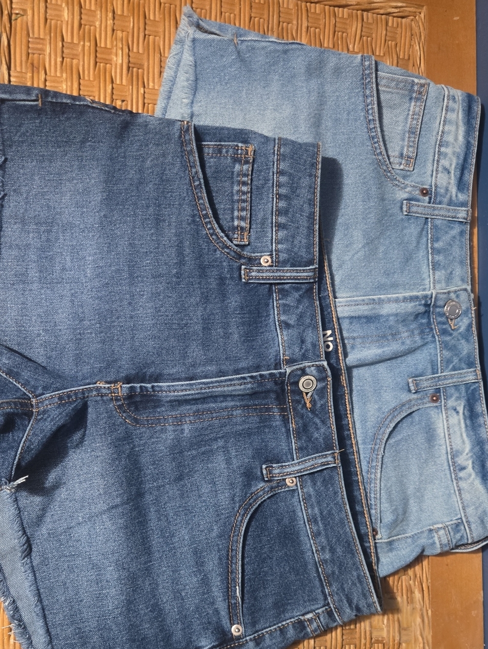 No Boundaries Light and Dark Blue Denim Shorts
